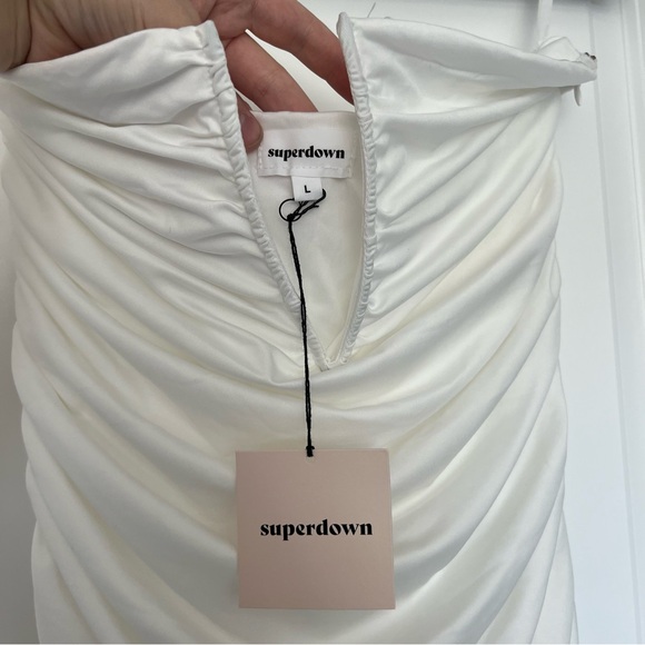 New Superdown vivienne ruched mini dress white large - Picture 3 of 6
